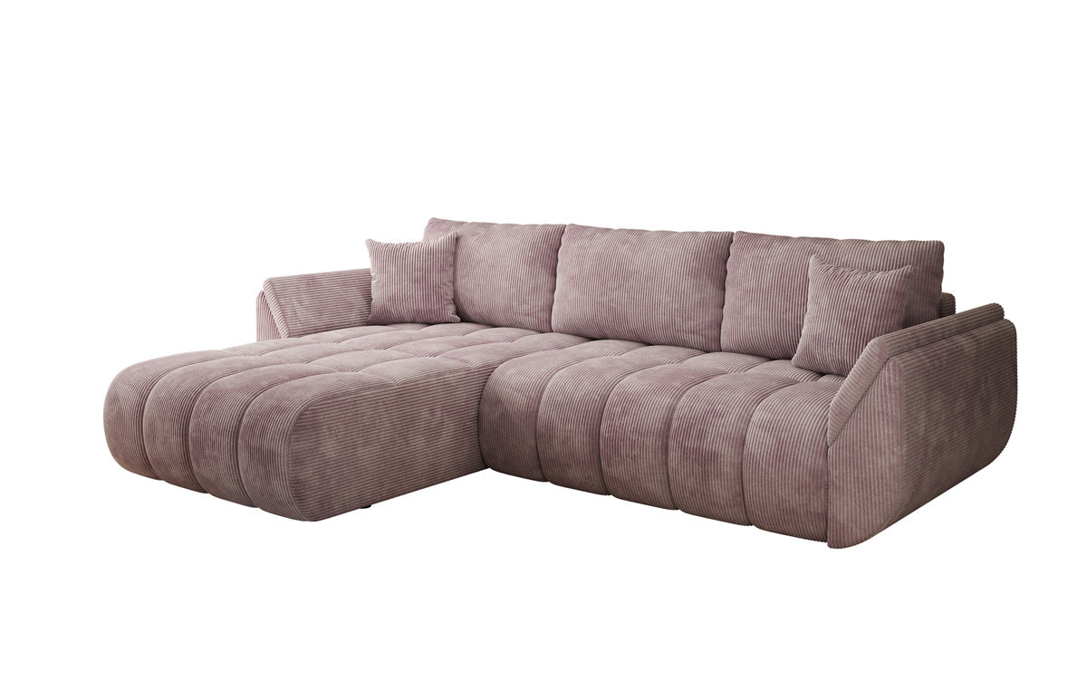 Designsofa Lenoa L met slaapfunctie en opbergruimte in Ribstof