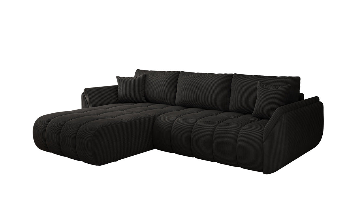 Designsofa Lenoa L met slaapfunctie en opbergruimte in Ribstof