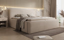 Designer gestoffeerd bed Nora in Teddystof Bouclé met opbergruimte incl. matrassen