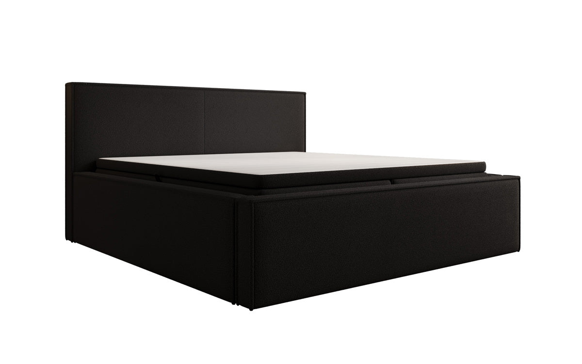 Designer gestoffeerd bed Nora in Teddystof Bouclé met opbergruimte incl. matrassen