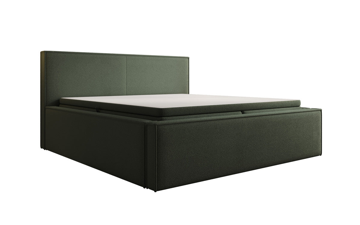 Designer gestoffeerd bed Nora in Teddystof Bouclé met opbergruimte incl. matrassen