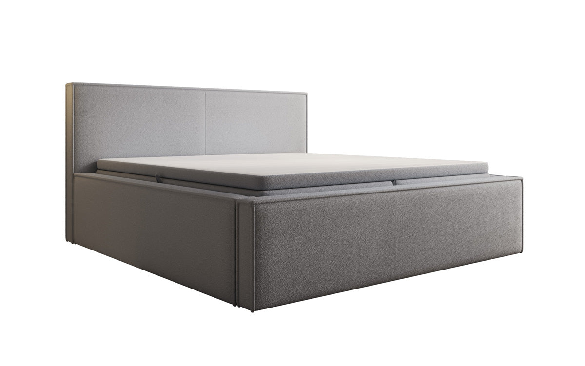 Designer gestoffeerd bed Nora in Teddystof Bouclé met opbergruimte incl. matrassen