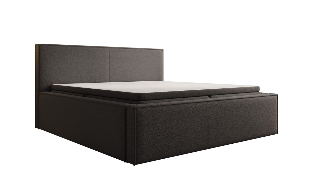 Designer gestoffeerd bed Nora in Teddystof Bouclé met opbergruimte incl. matrassen