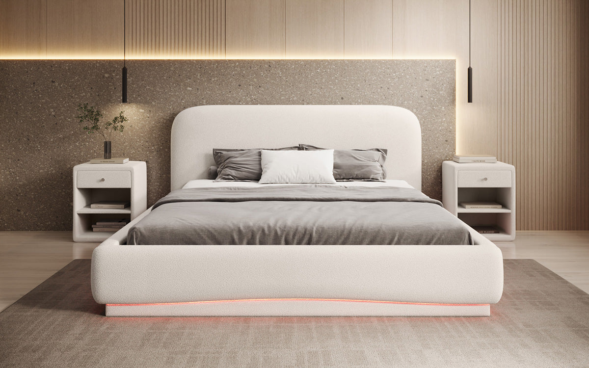 Designer gestoffeerd bed Magic incl. RGB en opbergruimte