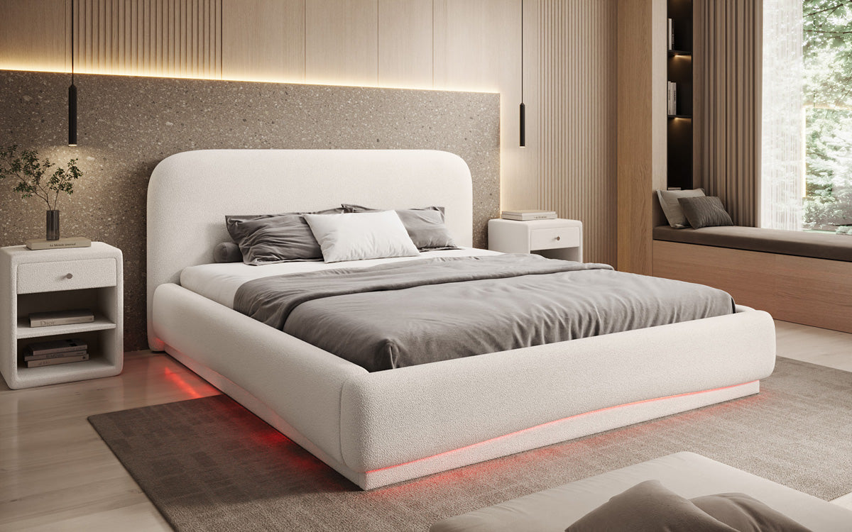 Designer gestoffeerd bed Magic incl. RGB en opbergruimte