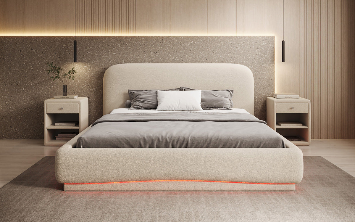 Designer gestoffeerd bed Magic incl. RGB en opbergruimte