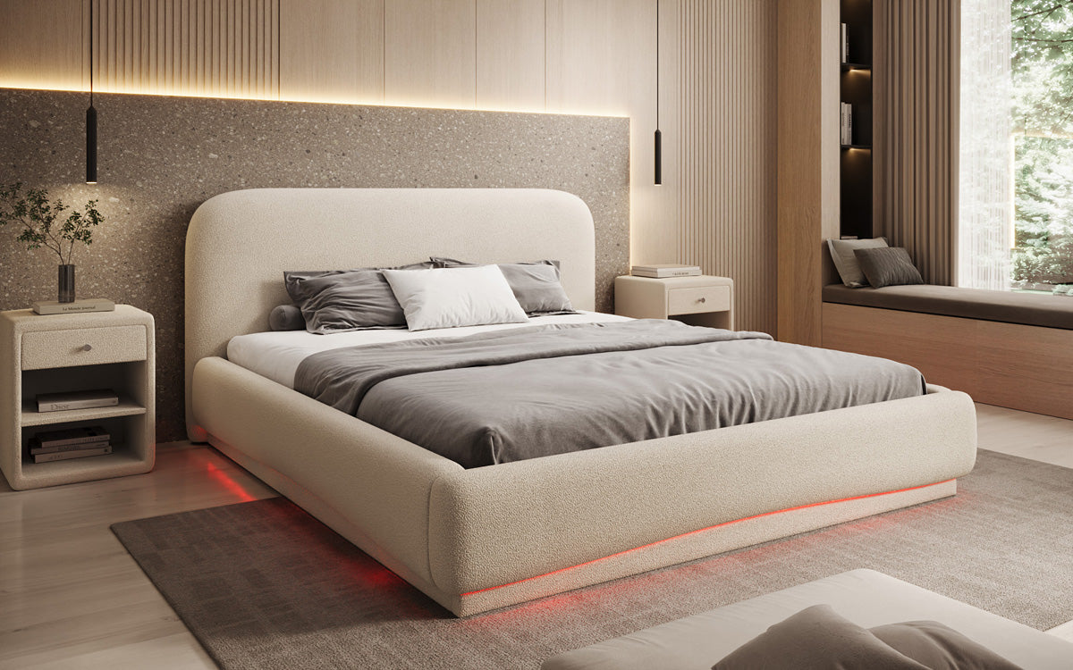 Designer gestoffeerd bed Magic incl. RGB en opbergruimte