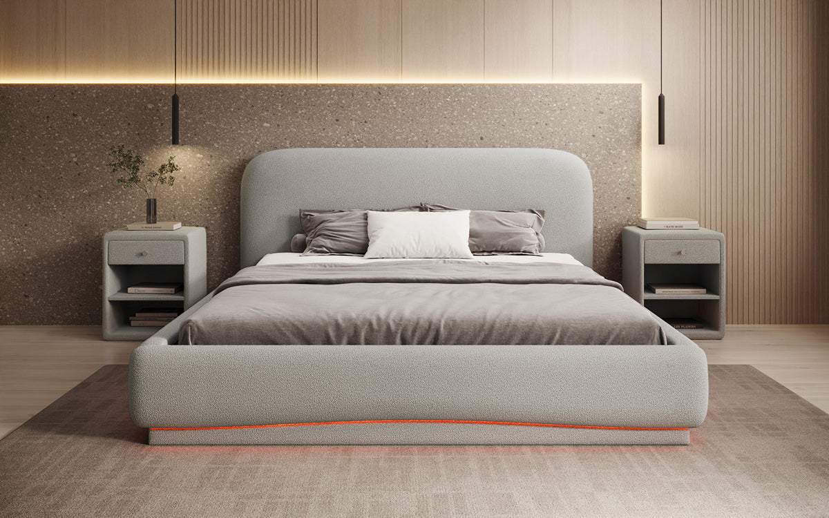 Designer gestoffeerd bed Magic incl. RGB en opbergruimte