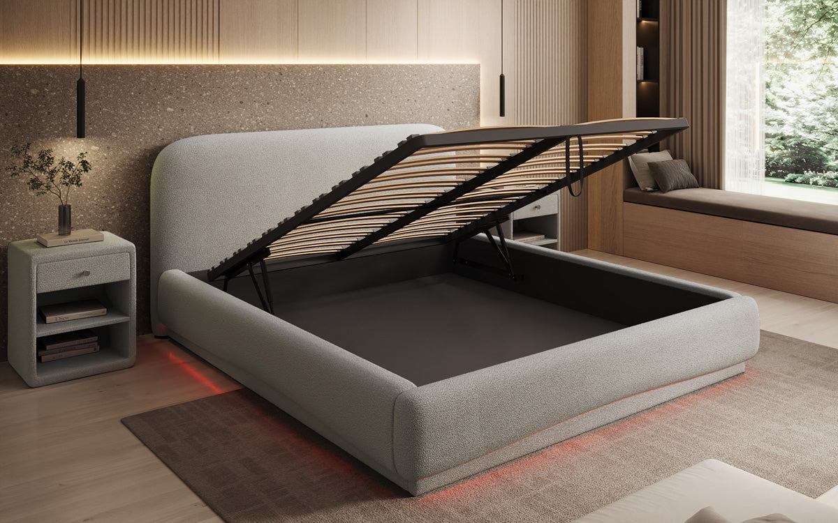 Designer gestoffeerd bed Magic incl. RGB en opbergruimte