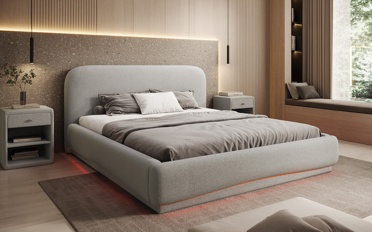 Designer gestoffeerd bed Magic incl. RGB en opbergruimte