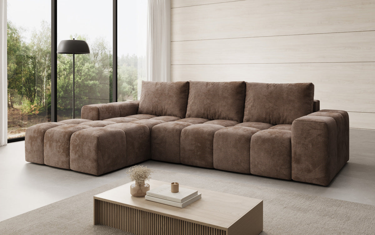 Designbank Aila met slaap- en klapfunctie in Ribstof