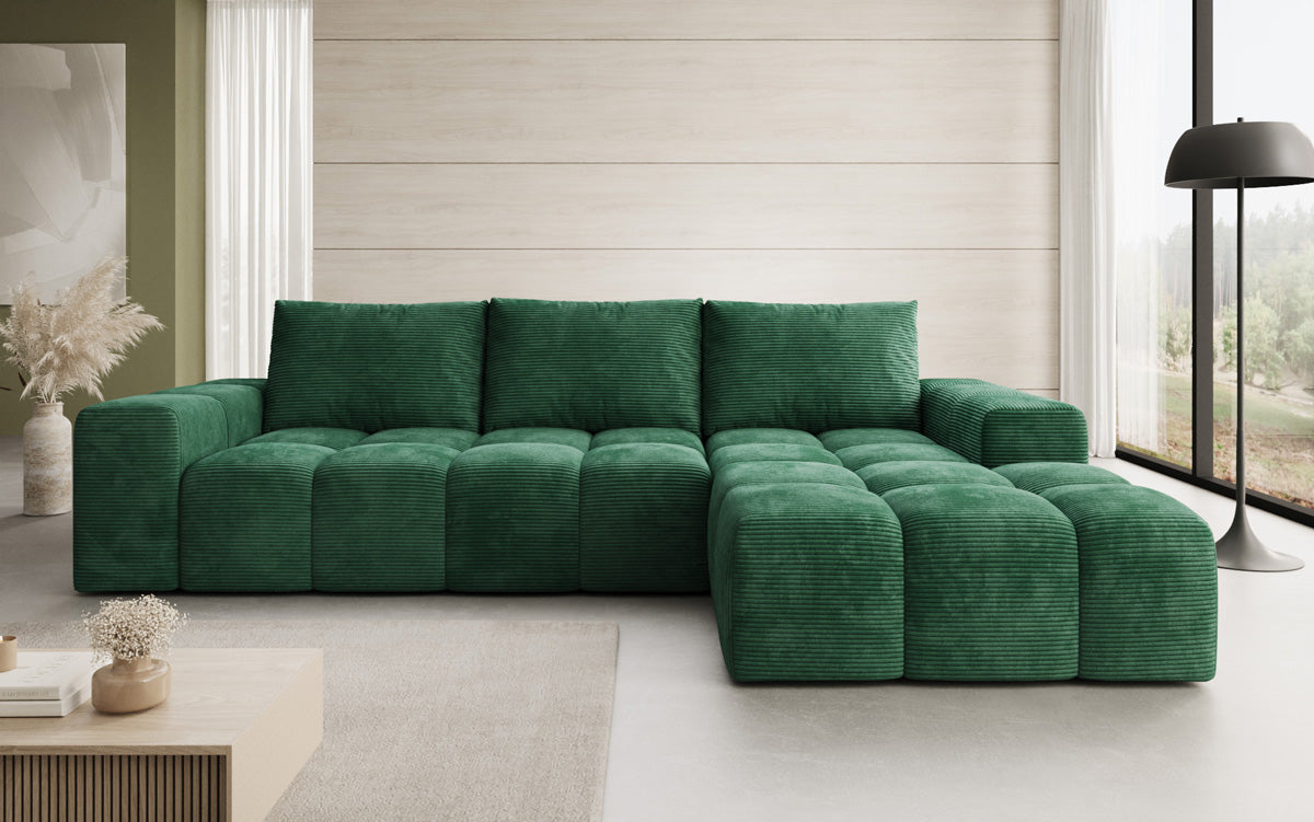 Designbank Aila met slaap- en klapfunctie in Ribstof