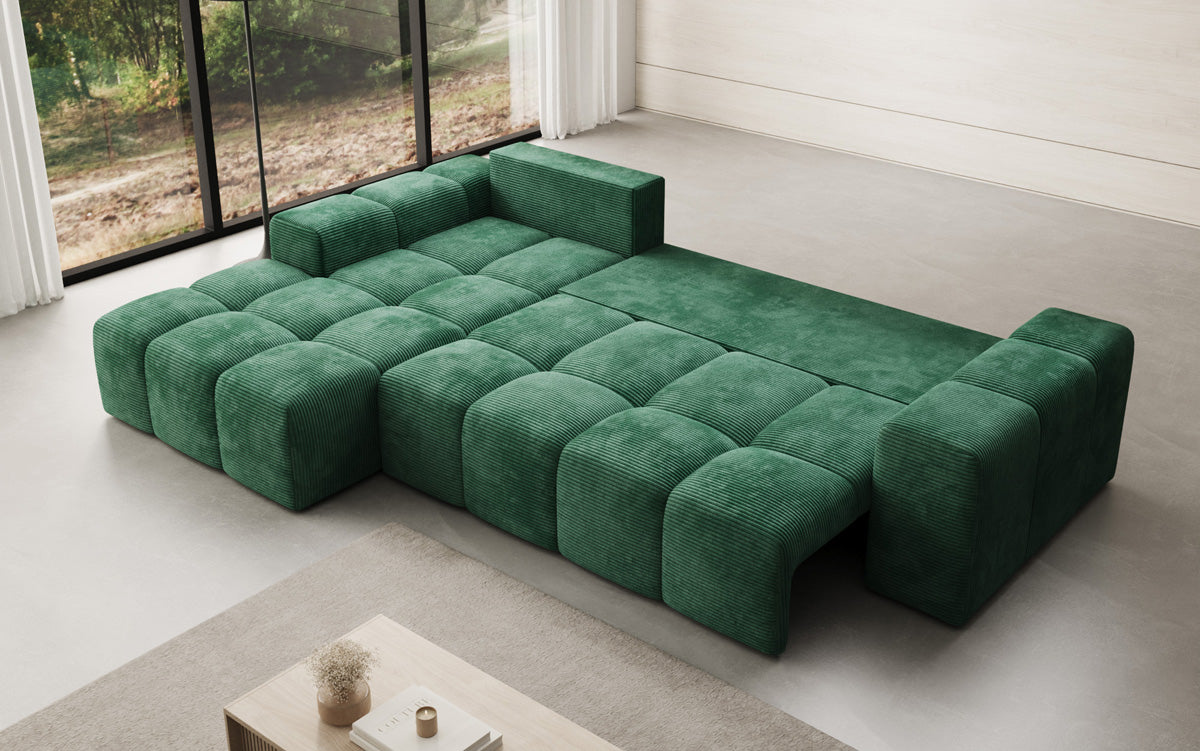 Designbank Aila met slaap- en klapfunctie in Ribstof