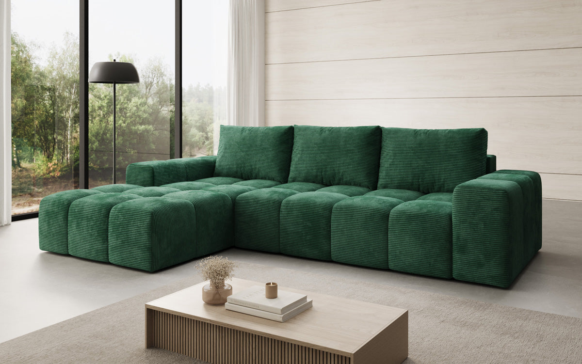Designbank Aila met slaap- en klapfunctie in Ribstof