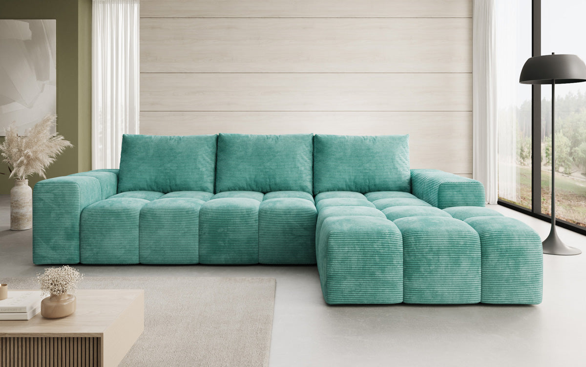 Designbank Aila met slaap- en klapfunctie in Ribstof