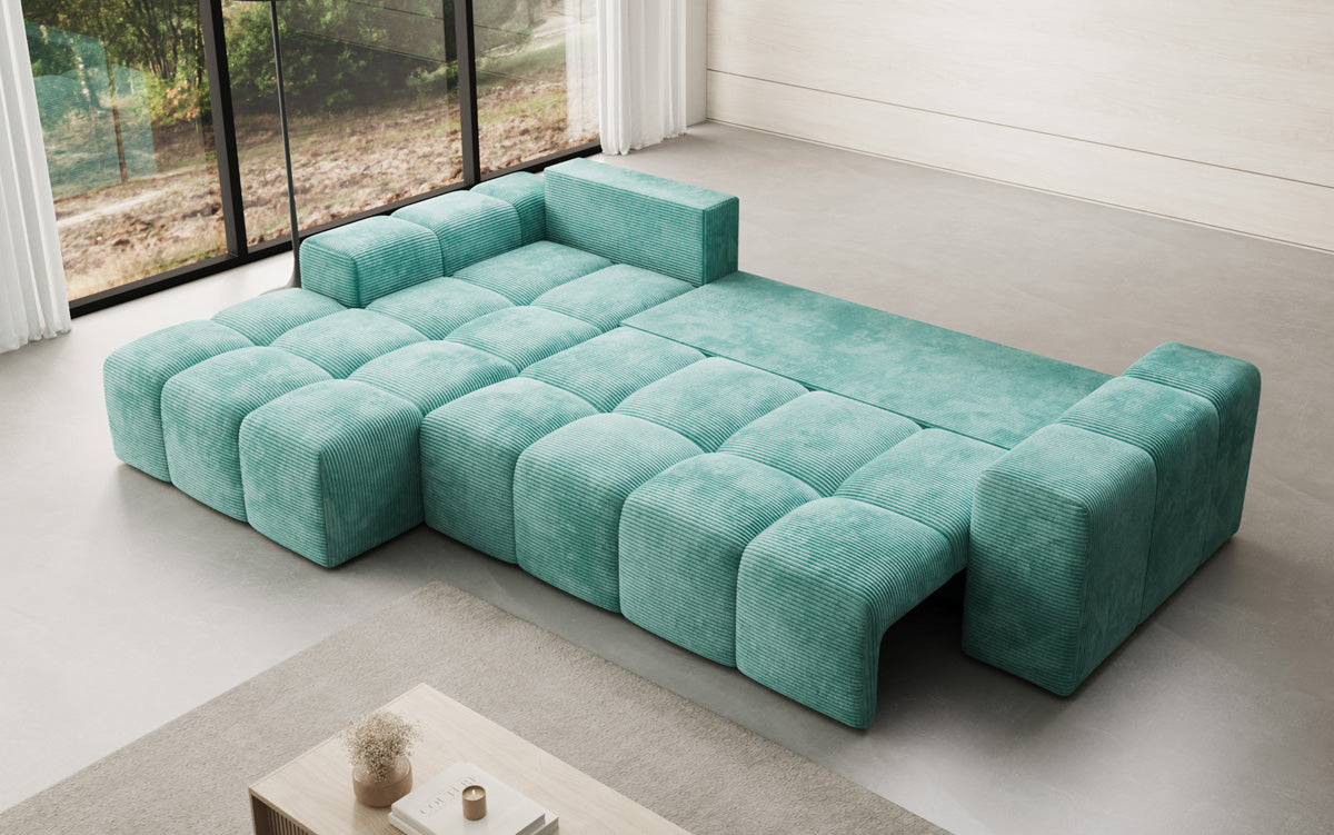 Designbank Aila met slaap- en klapfunctie in Ribstof