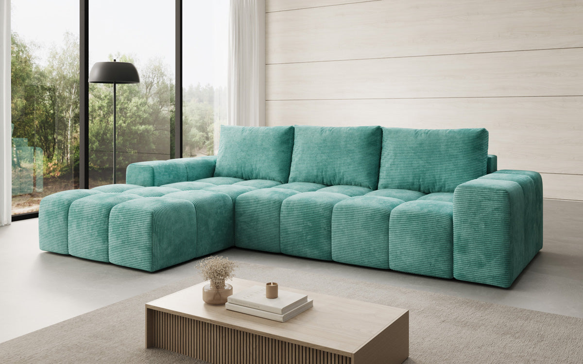 Designbank Aila met slaap- en klapfunctie in Ribstof