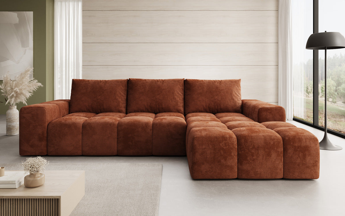 Designbank Aila met slaap- en klapfunctie in Ribstof