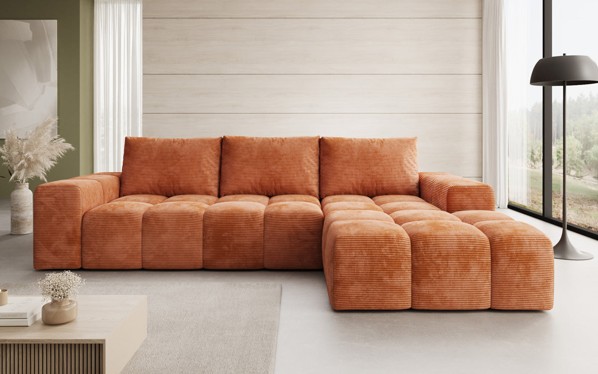Designbank Aila met slaap- en klapfunctie in Ribstof