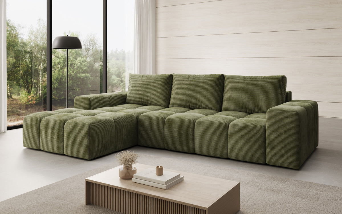 Designbank Aila met slaap- en klapfunctie in Ribstof