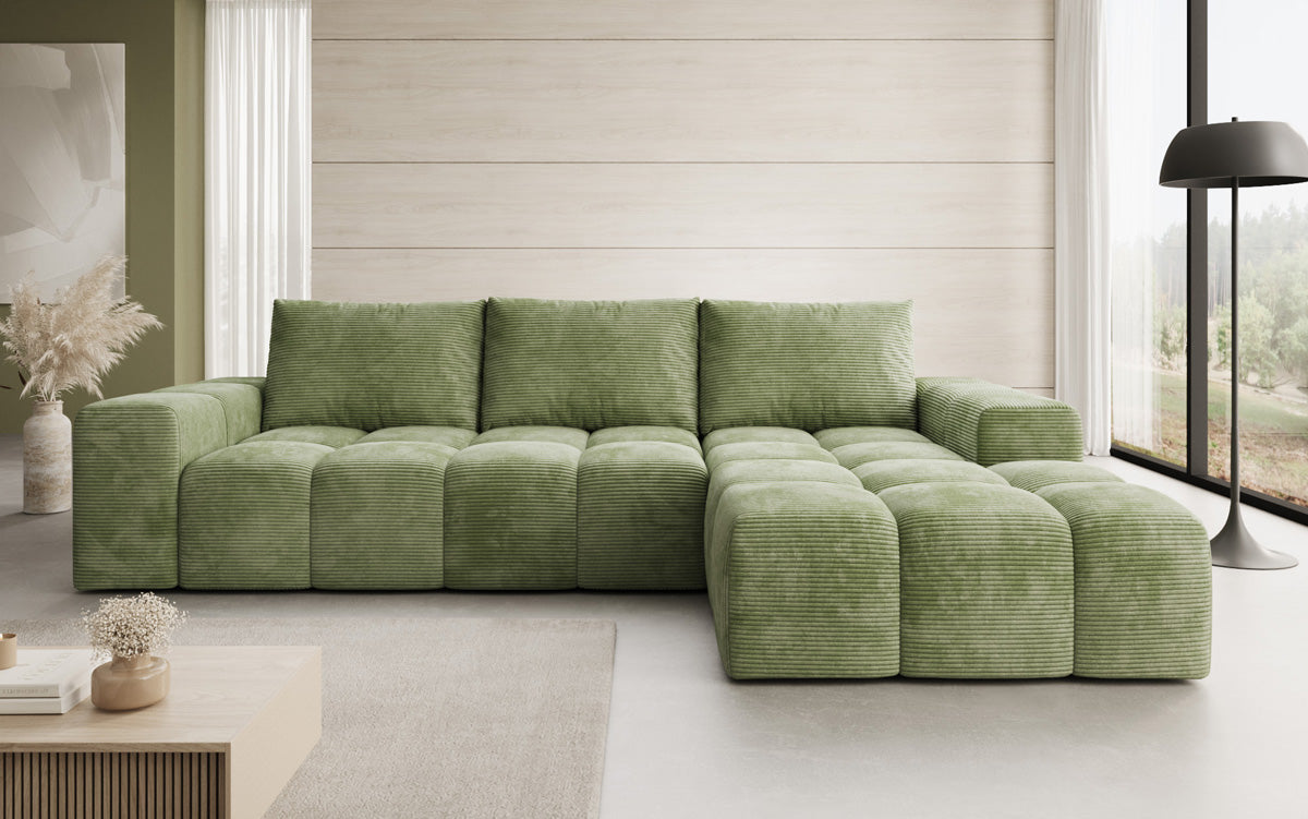 Designbank Aila met slaap- en klapfunctie in Ribstof