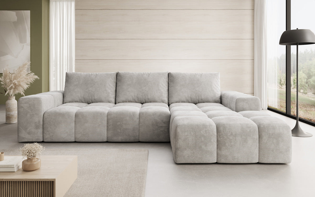 Designbank Aila met slaap- en klapfunctie in Ribstof