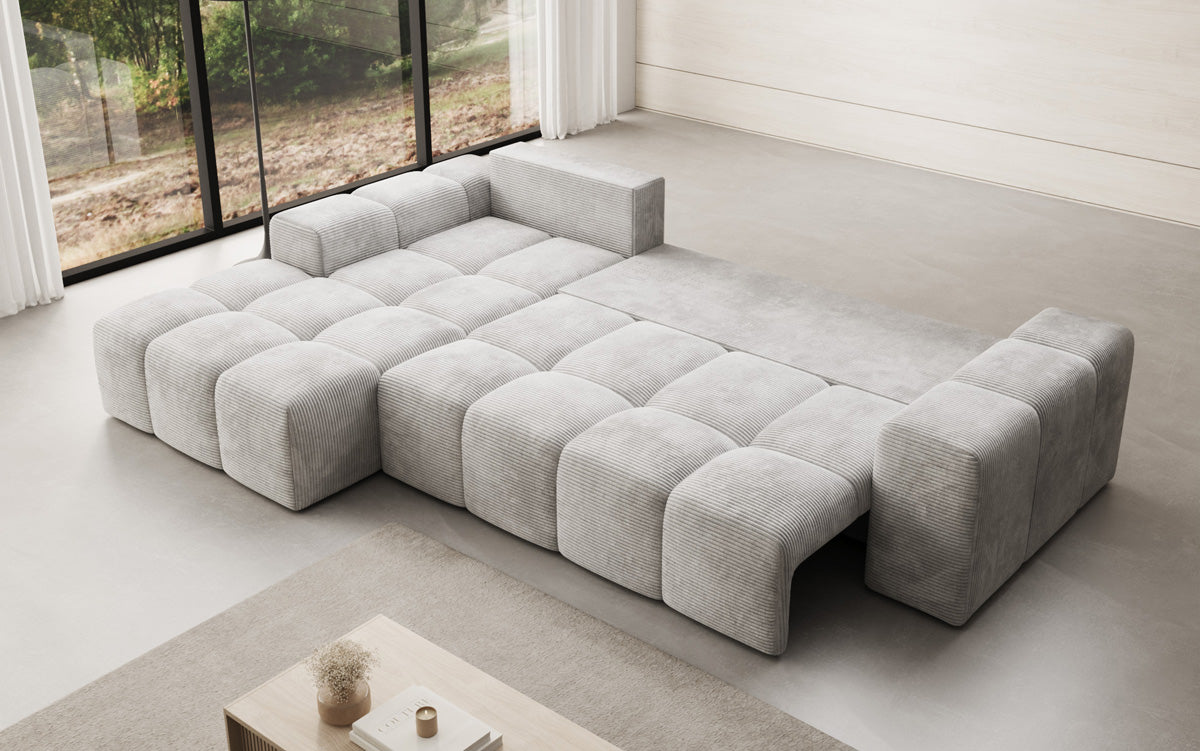 Designbank Aila met slaap- en klapfunctie in Ribstof