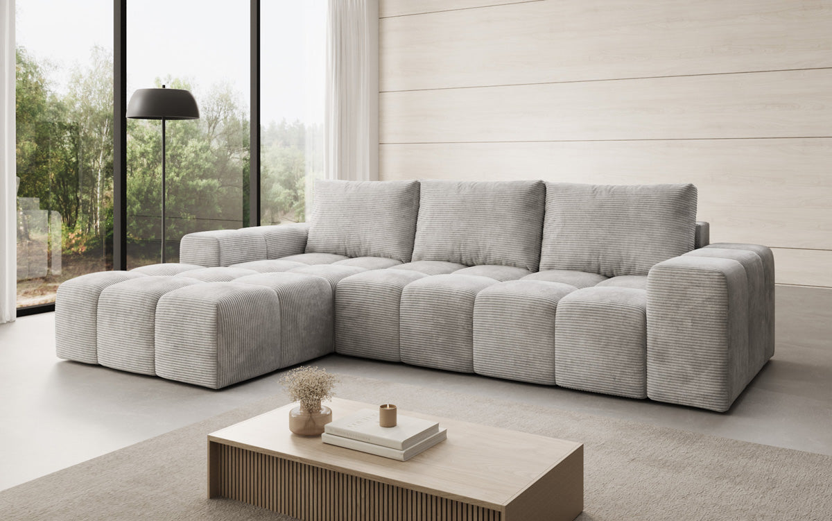 Designbank Aila met slaap- en klapfunctie in Ribstof
