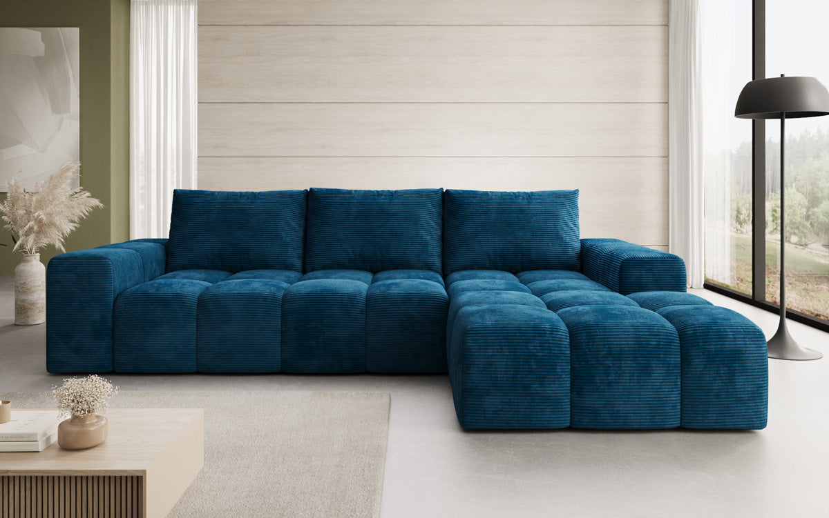 Designbank Aila met slaap- en klapfunctie in Ribstof