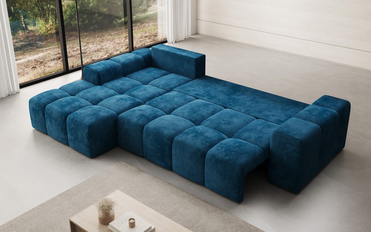 Designbank Aila met slaap- en klapfunctie in Ribstof