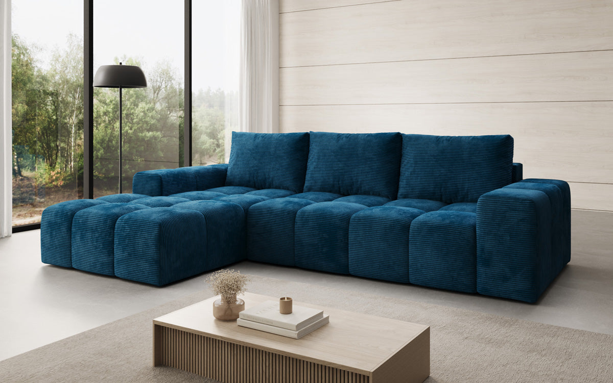 Designbank Aila met slaap- en klapfunctie in Ribstof