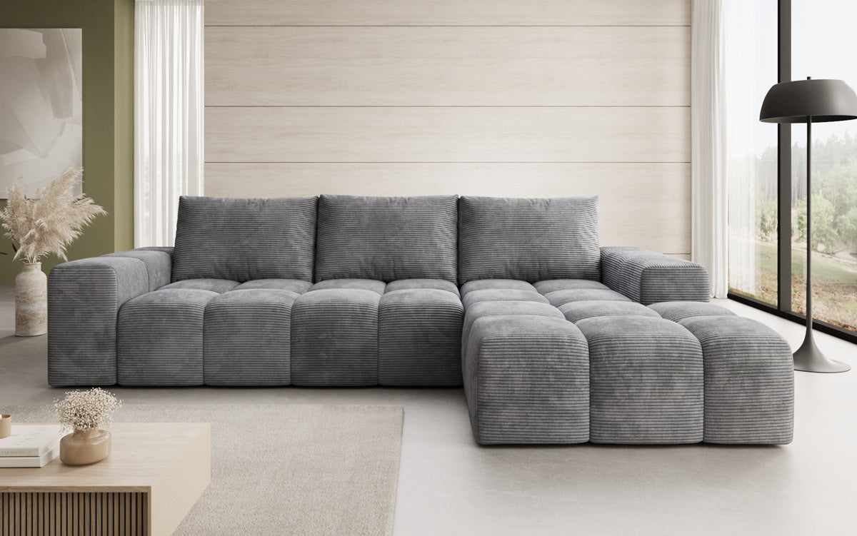 Designbank Aila met slaap- en klapfunctie in Ribstof