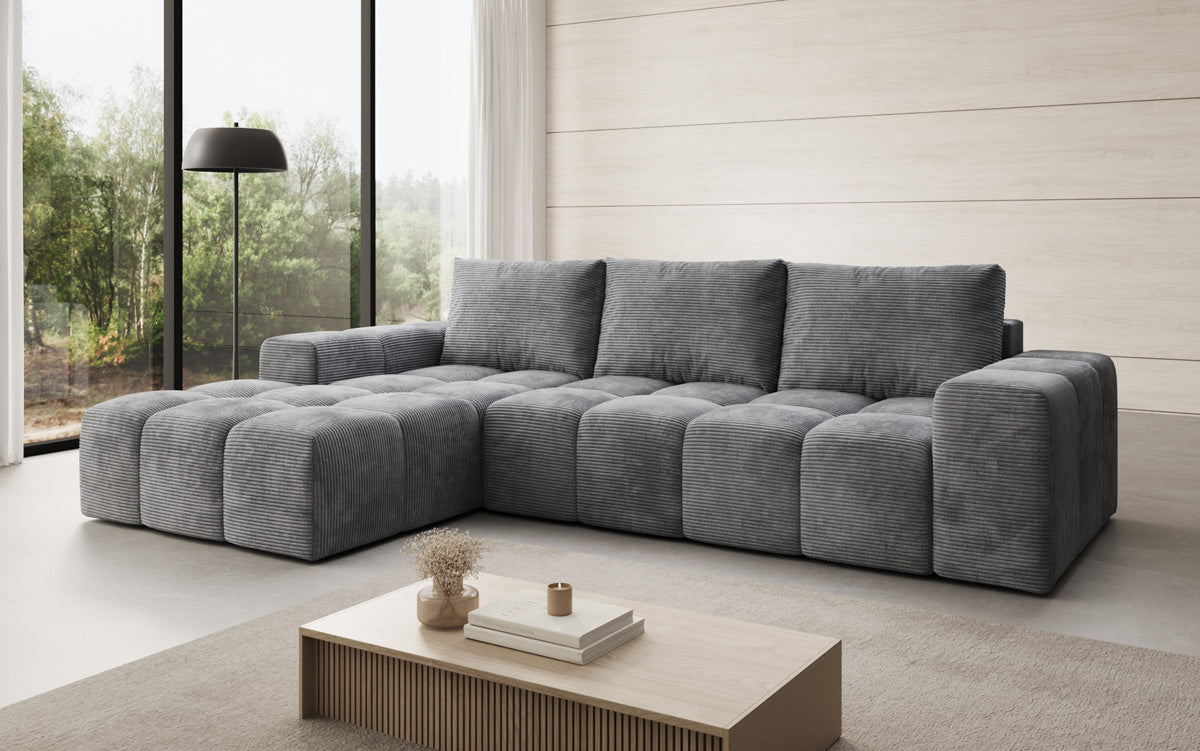 Designbank Aila met slaap- en klapfunctie in Ribstof