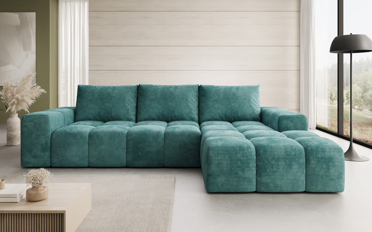 Designbank Aila met slaap- en klapfunctie in Ribstof