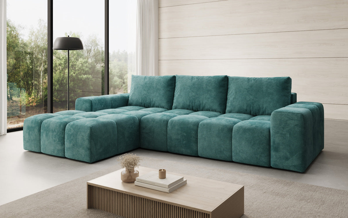Designbank Aila met slaap- en klapfunctie in Ribstof