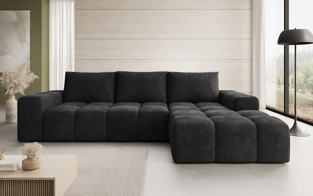 Designbank Aila met slaap- en klapfunctie in Ribstof