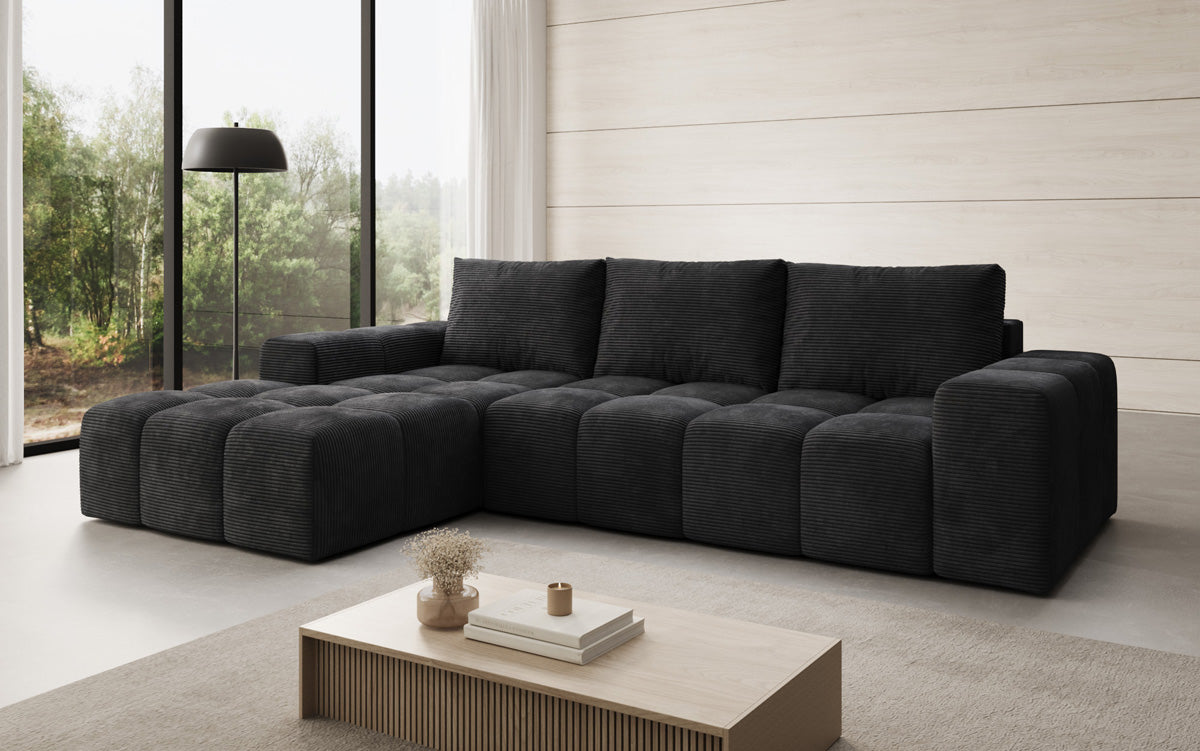 Designbank Aila met slaap- en klapfunctie in Ribstof