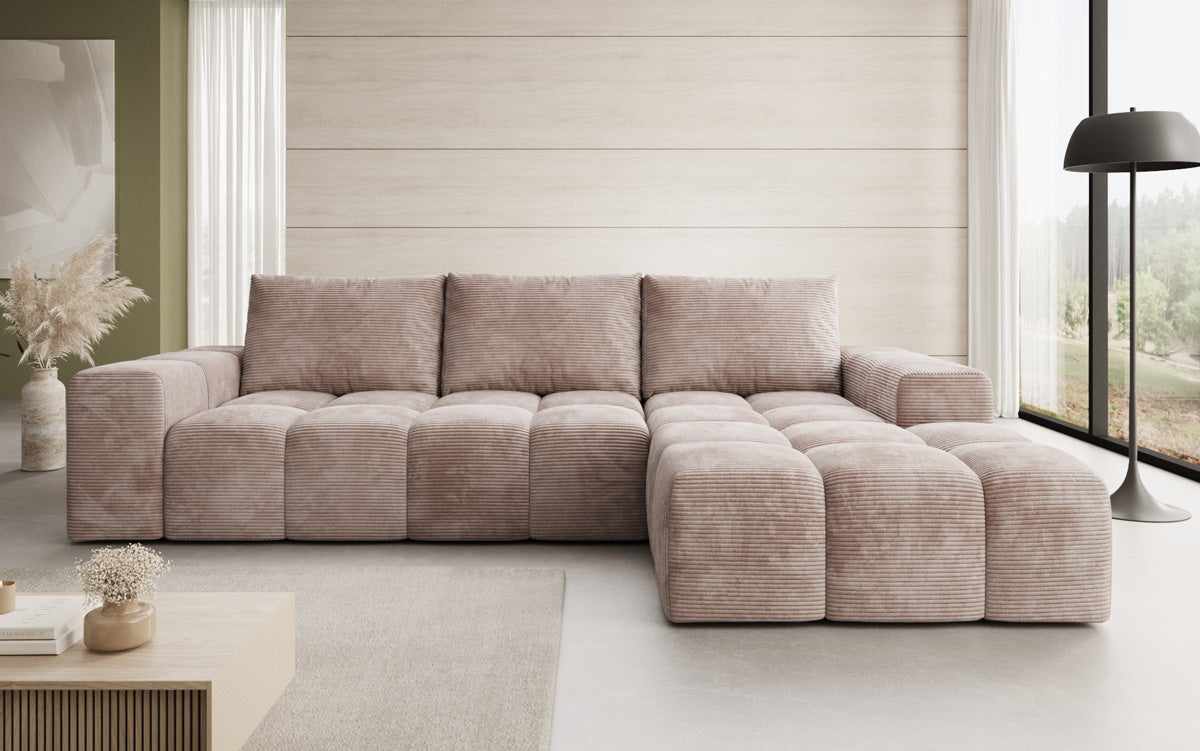 Designbank Aila met slaap- en klapfunctie in Ribstof
