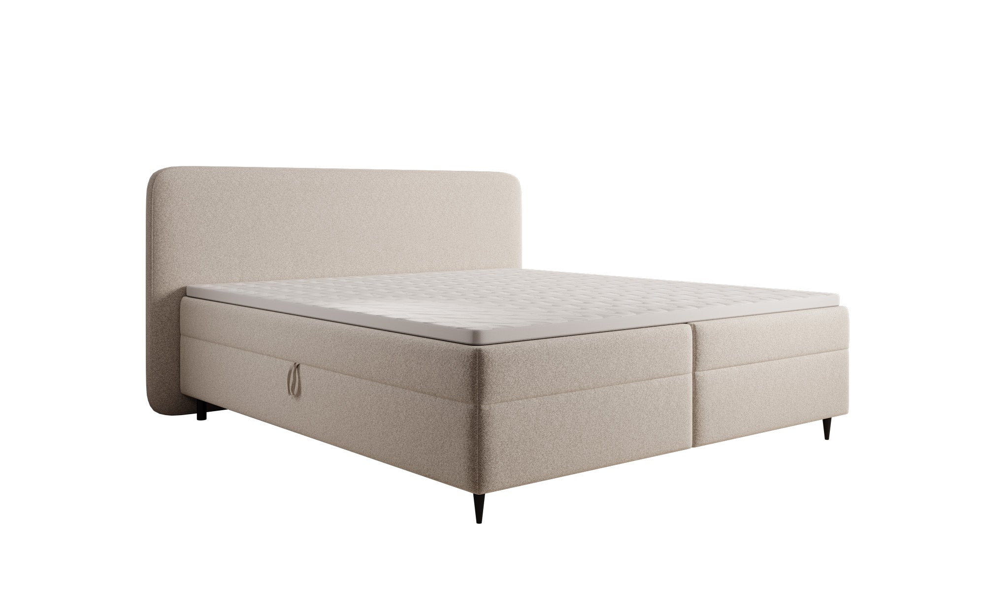 Boxspringbed Nea in structuurstof met opbergruimte