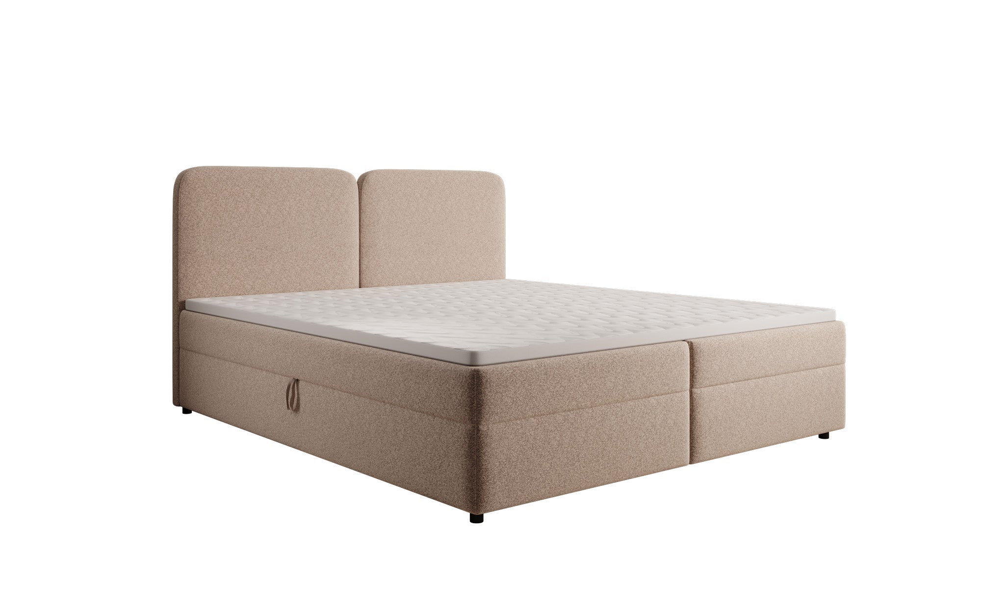 Boxspringbed Mira in structuurstof met opbergruimte