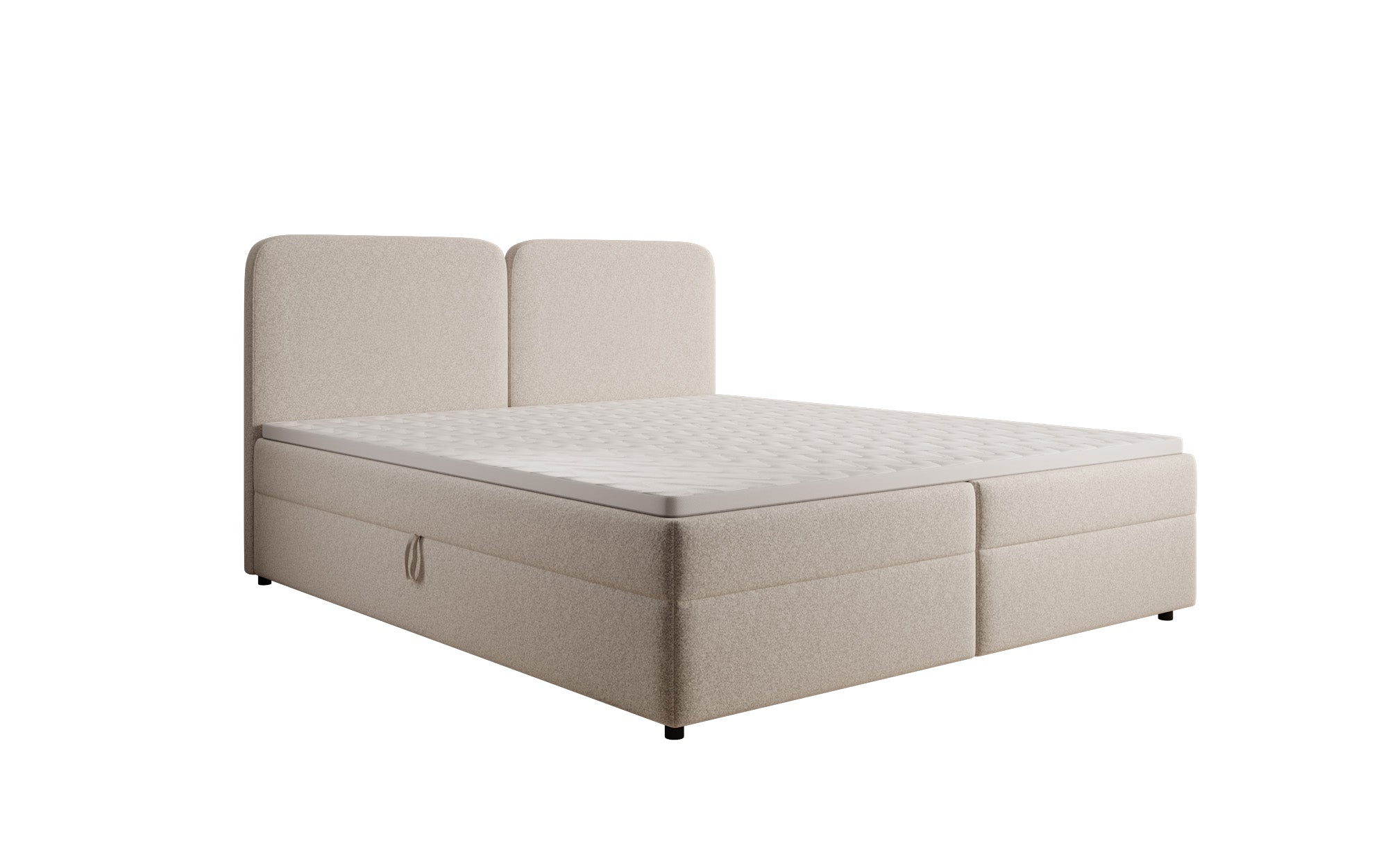 Boxspringbed Mira in structuurstof met opbergruimte