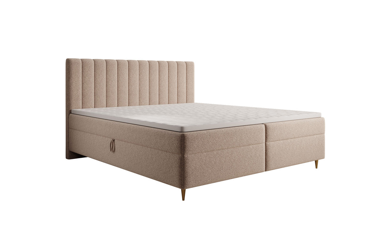 Boxspringbed Chelsea in structuurstof met opbergruimte