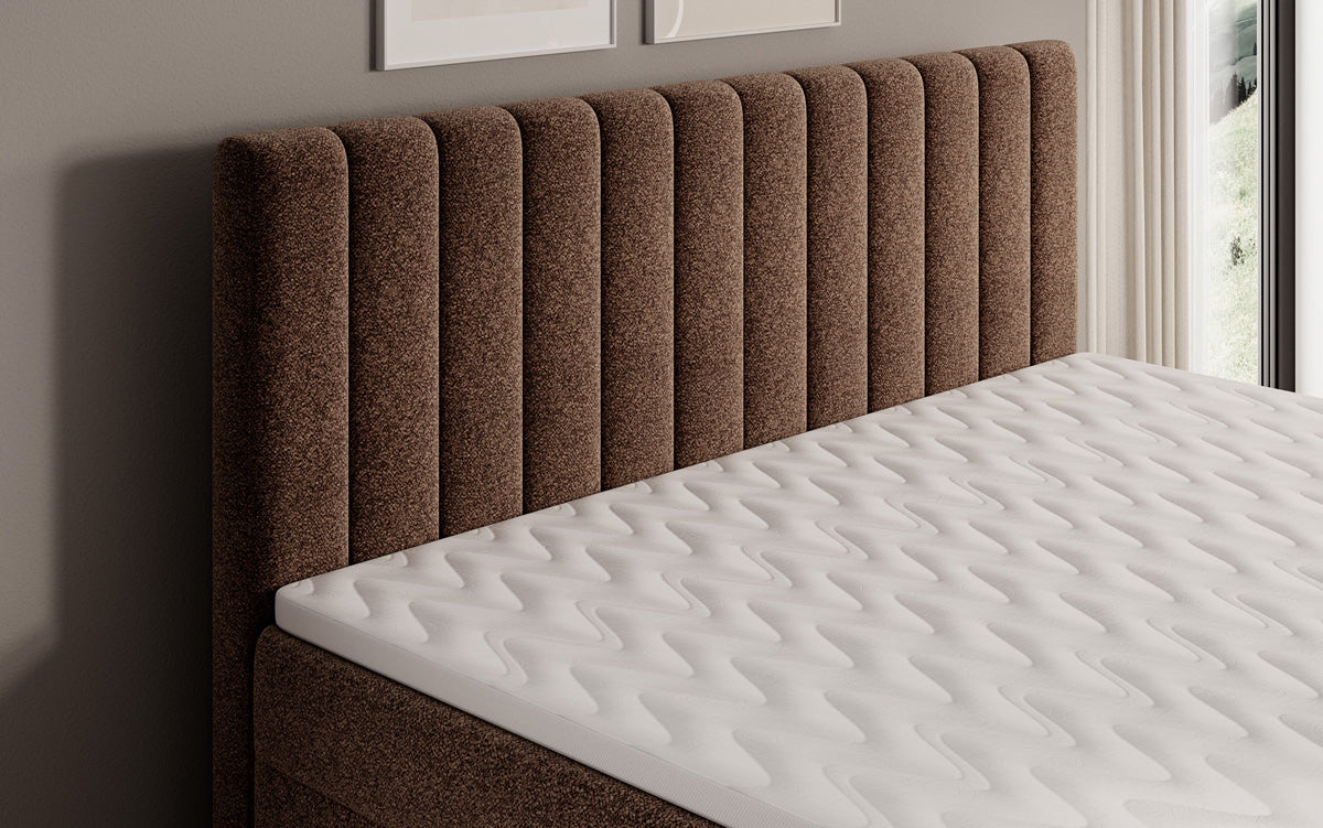 Boxspringbed Chelsea in structuurstof met opbergruimte