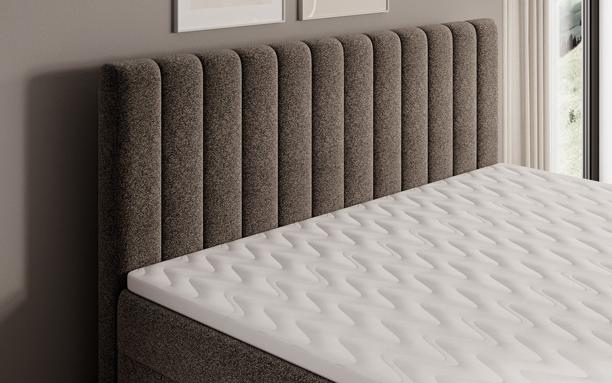 Boxspringbed Chelsea in structuurstof met opbergruimte