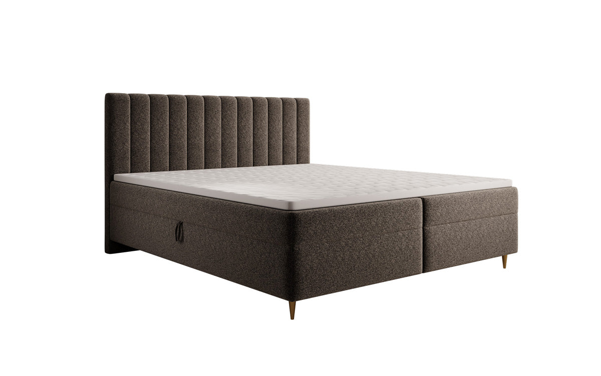 Boxspringbed Chelsea in structuurstof met opbergruimte