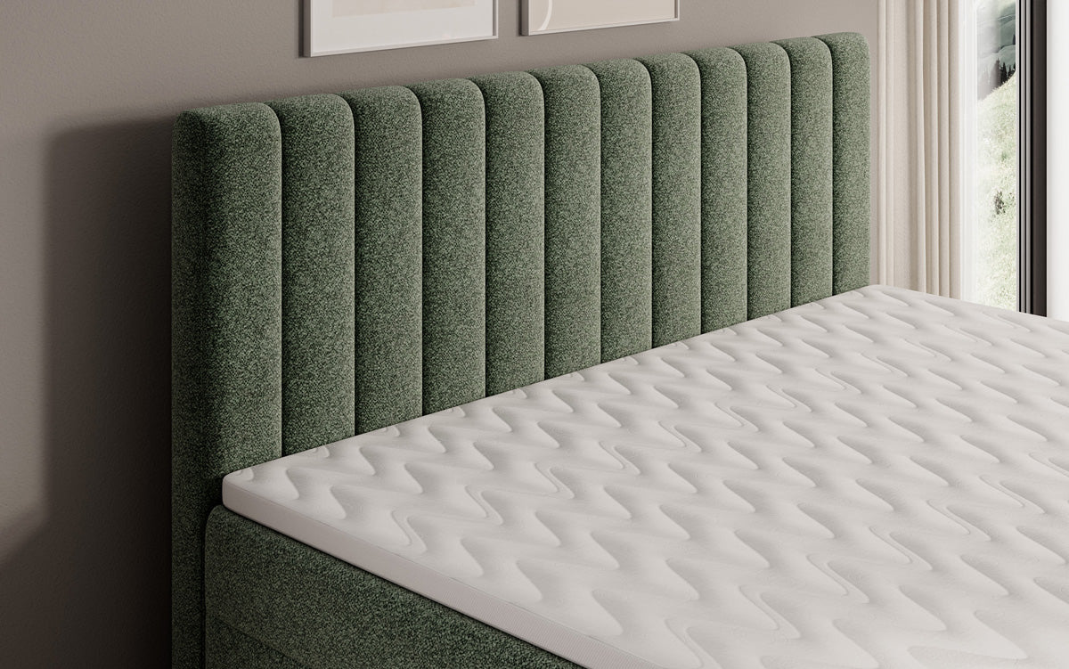 Boxspringbed Chelsea in structuurstof met opbergruimte