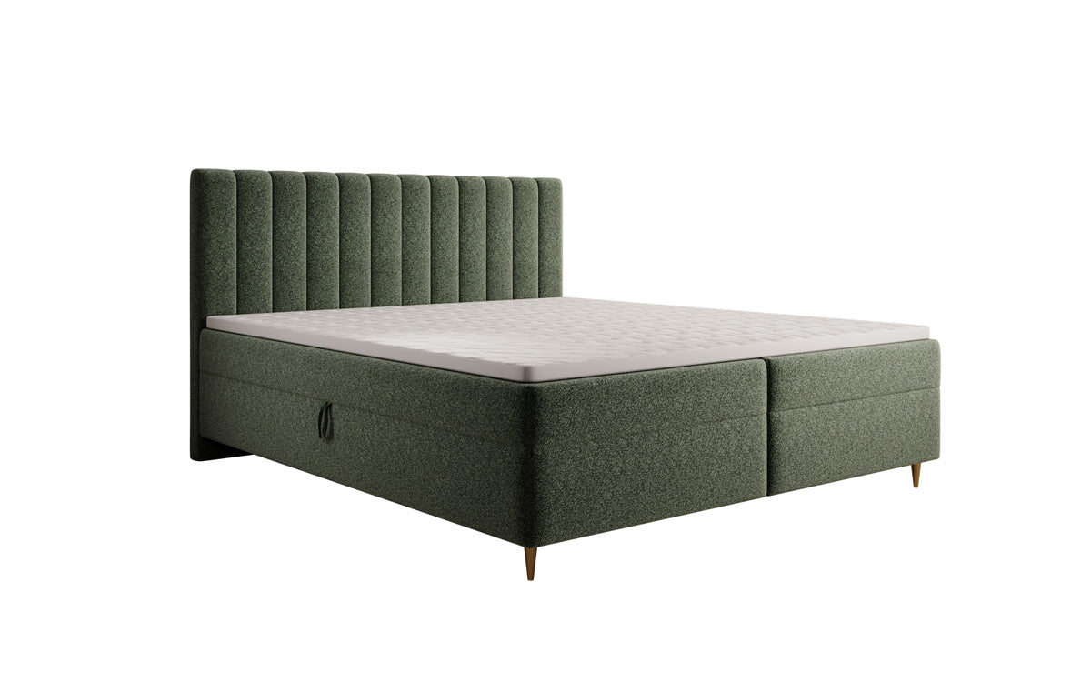 Boxspringbed Chelsea in structuurstof met opbergruimte