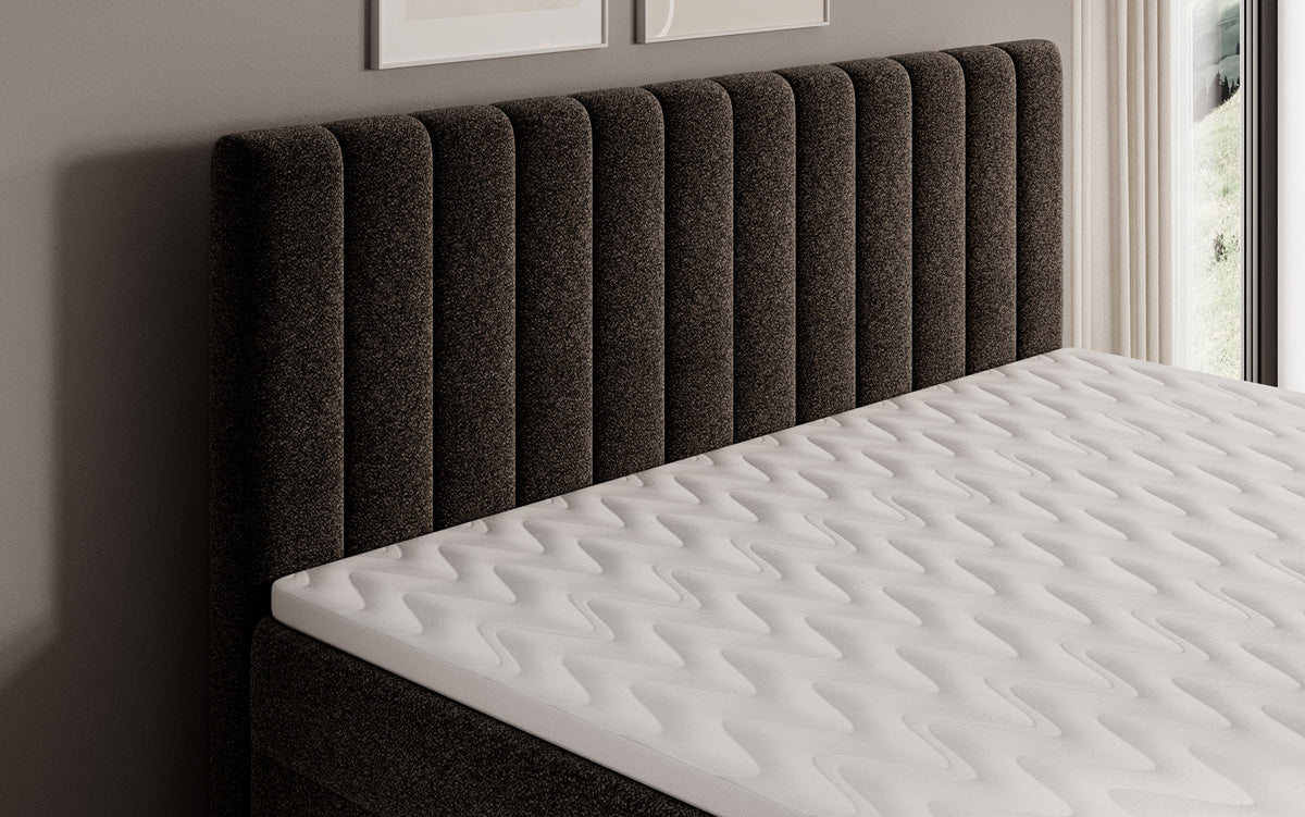 Boxspringbed Chelsea in structuurstof met opbergruimte