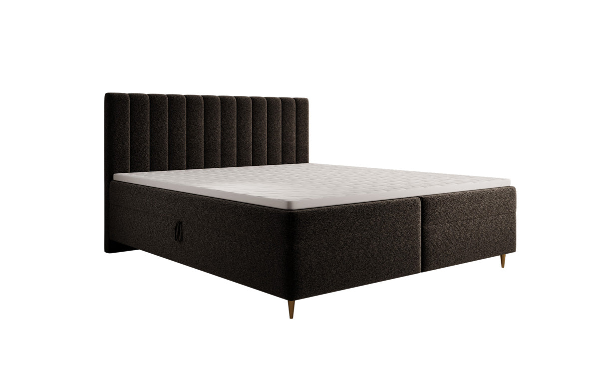 Boxspringbed Chelsea in structuurstof met opbergruimte