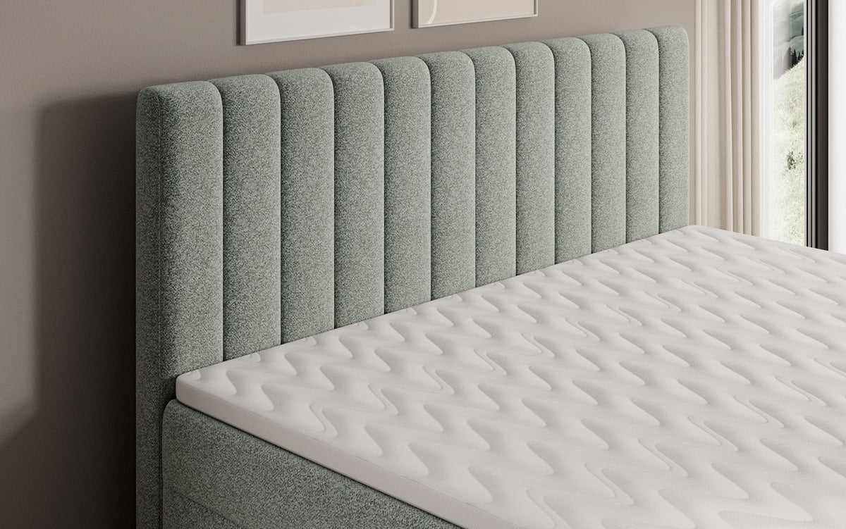 Boxspringbed Chelsea in structuurstof met opbergruimte